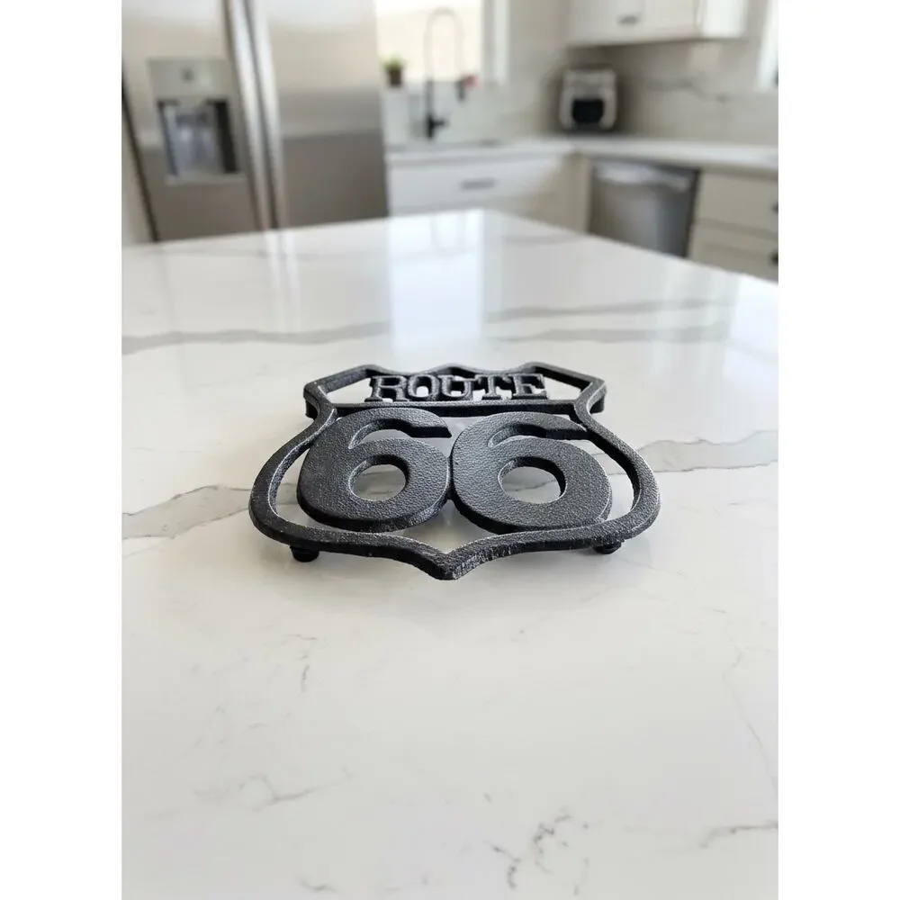 Route 66 Cast Iron Trivet 2026 Centennial Americana Kitchen Decor 6 Inch